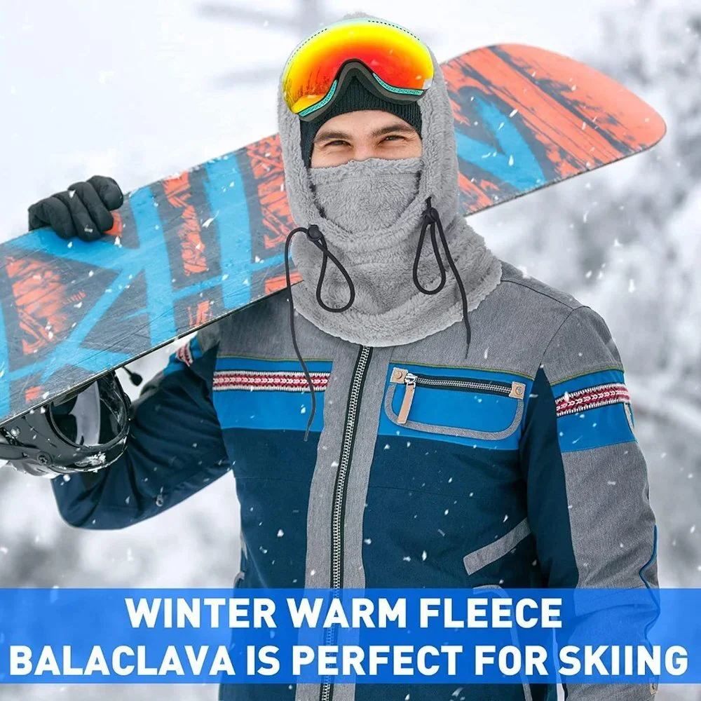 3 Pieces Unisex Winter Face Mask Beanie Hood Warm Face Cover Hat Scarf